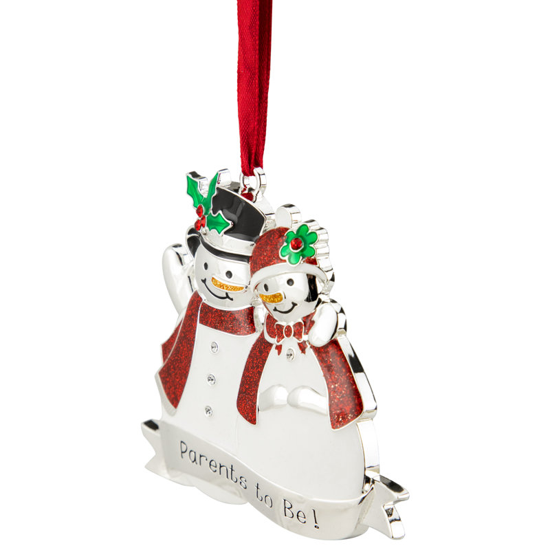 Ornement de Noël 3,5 "plaqué argent avec cristaux European