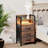 3 Drawer Nightstand with Charging Station & LED Light Strip-2047400304
