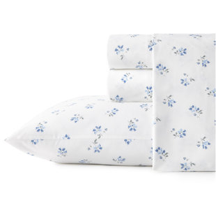 Sketchy 200 Thread Count Floral 100% Cotton Percale Sheet Set