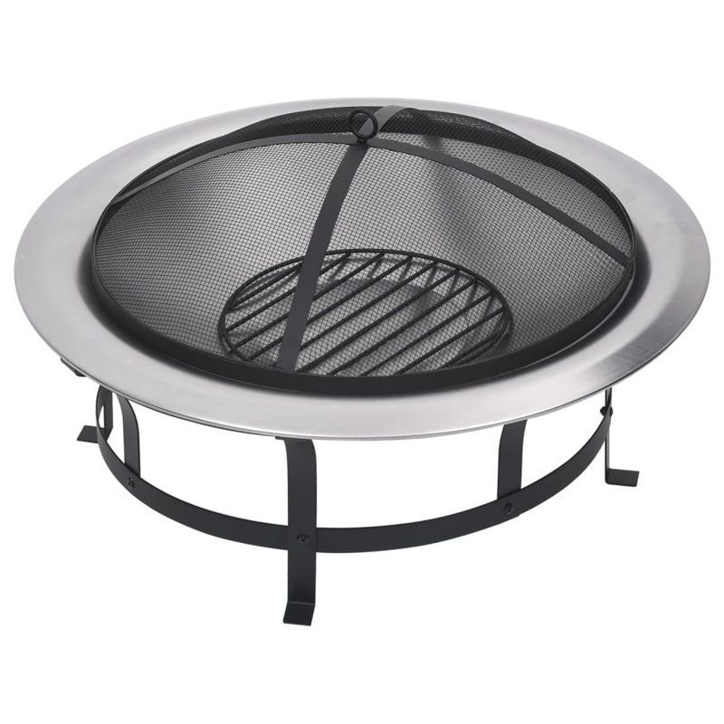 Bulah Outdoor Fire Pit with Grill Stainless Steel 76 cm