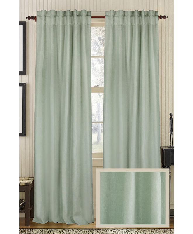 Panneau de rideau simple semi-diaphane avec passe-tringle, l 50 po x L 96 po, Amande