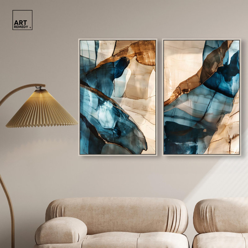 Décoration murale Boho Glitch Aesthetic Harmony Duo par Art Remedy, cadre argenté, 20 x 30, H 31 po x l 21 po, Cadre argenté
