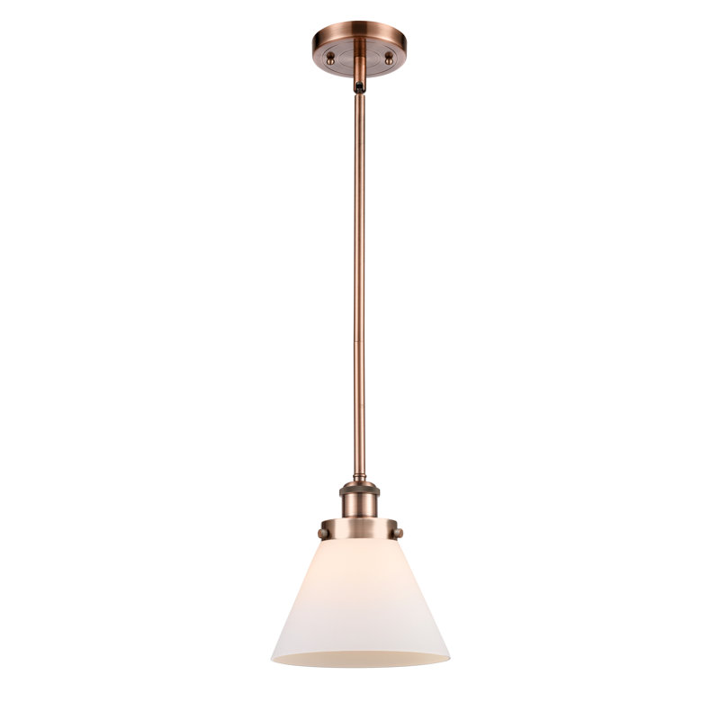 Mini-luminaire suspendu 8 "Ballston Urban Cone - 1 lumière, Blanc mat, Cuivre antique, DEL