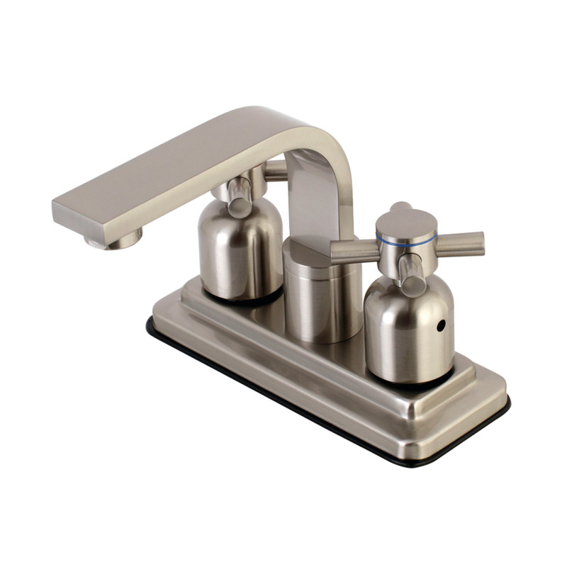 Kingston Brass Concord Two-Handle 2-Hole Deck Mount 4" Centerset Bathroom Faucet with Push Pop-Up, Brushed Nickel