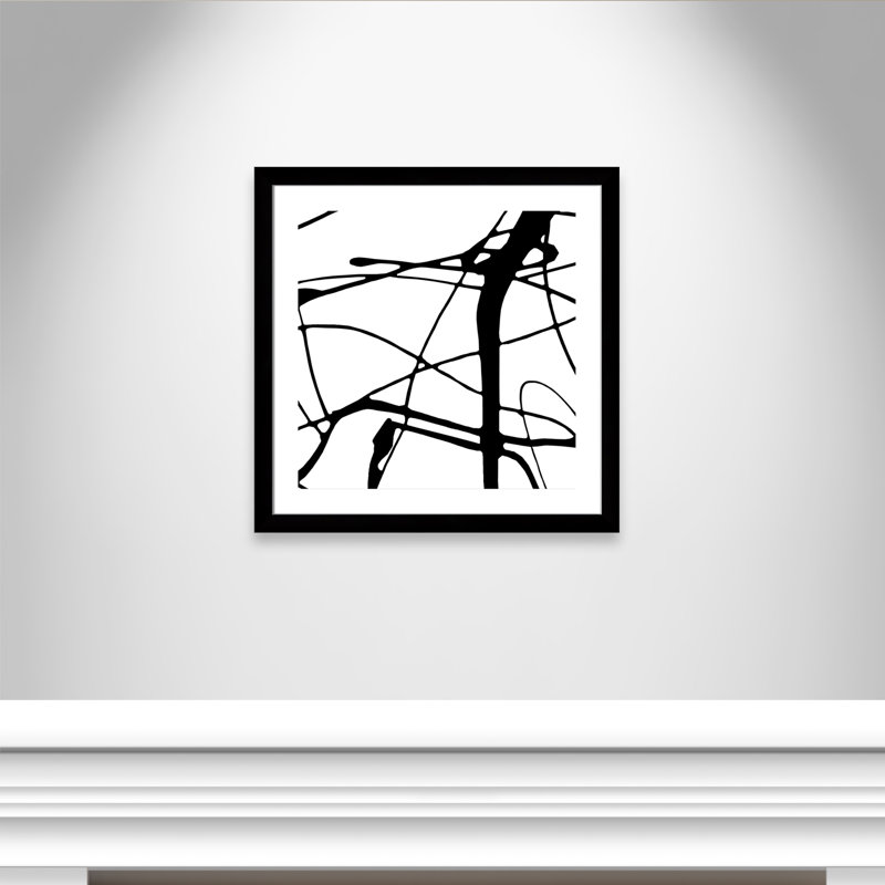Intersection II - peinture encadrée, Encadrement avec passe-partout noir, H 29 po x l 29 po x P 1,25 po