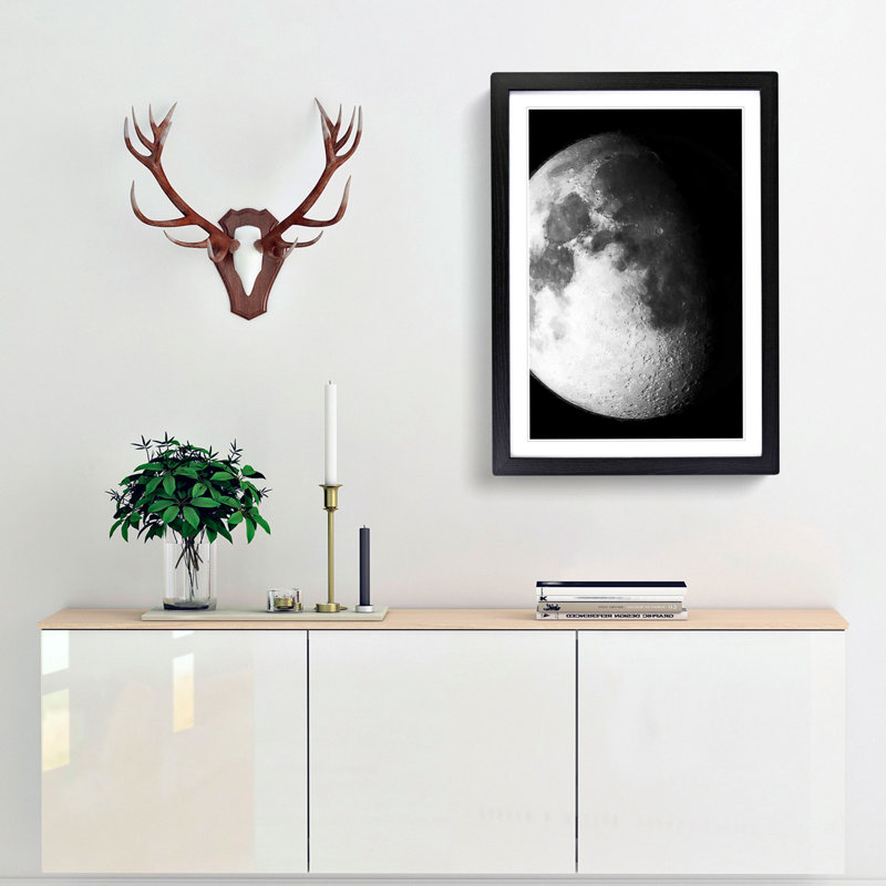 Moon Craters - Picture Frame Graphic Art Print, Black Framed, 65cm H x 48cm W x 2cm D