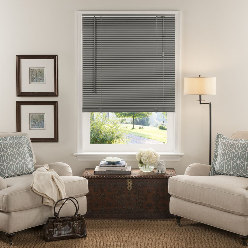 Embossed PVC Venetian Blind, Grey, 150 cm L x 45 cm W
