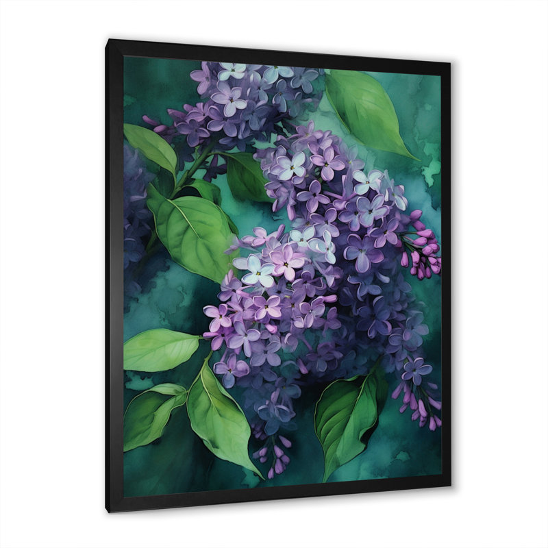 Fleurs de lilas vertes parfumées I, H 40 po x l 30 po x P 1,5 po, Cadre photo noir