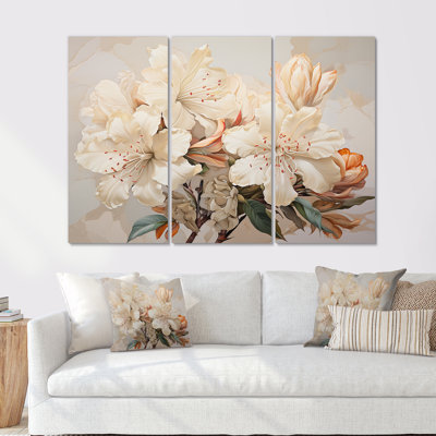 Minimaliste rhododendron pétale poème VI - ensemble d'art mural rhododendron