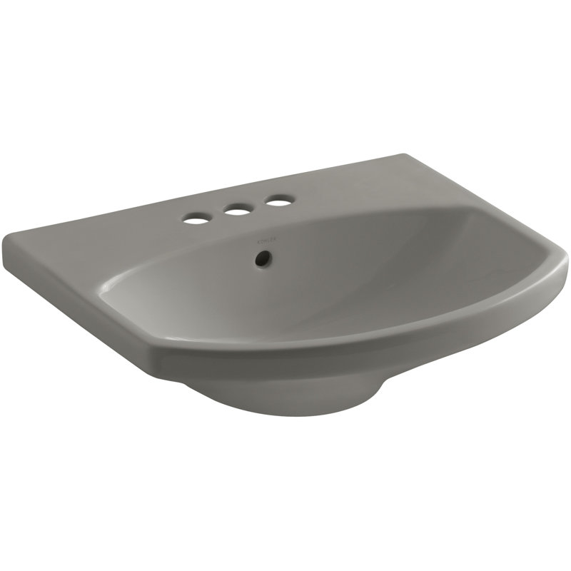 Cimarron Vitreous China 23" Pedestal Bathroom Sink with Overflow, Cashmere, 4" Centerset