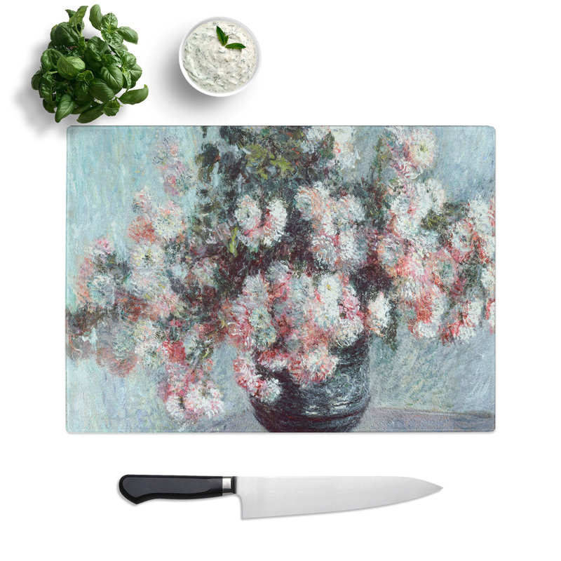 Chrysanthemums by Claude Monet Chopping Board, 0.4cm H x 28.5cm W x 39cm L