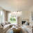 Blue Shell Crystal Chandelier White Metal Frame 8 Light Pendant Ceiling Light