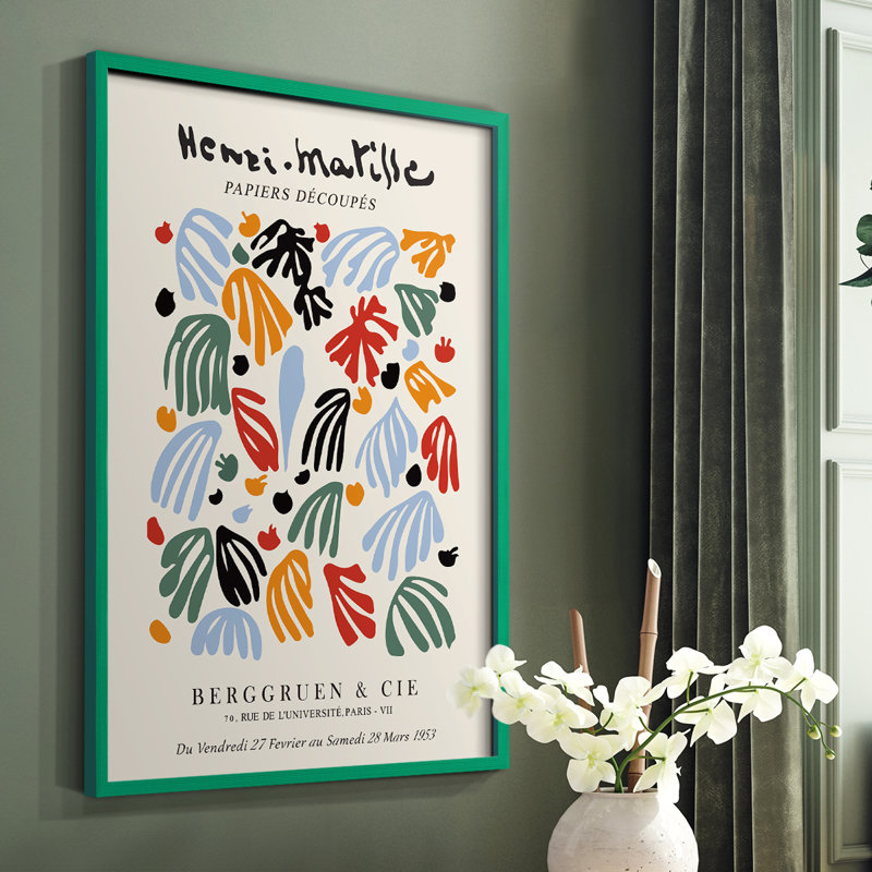 Matisse LXXXVII Framed Print - Solid Wood, Green Single Picture Framed, 10" H x 8" W