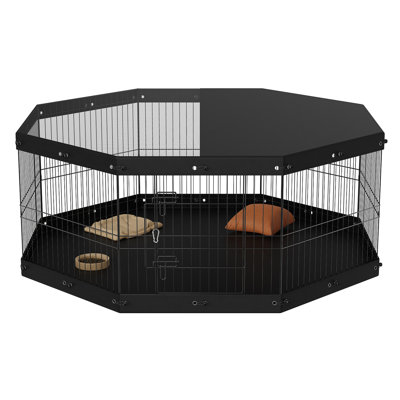 8 - Panel Pet Playpen With 24" Height, Customizable Enclosure, Metal And Washable 600d Fabric H Foldable Dog Top Cover Bottom Pad, Fence For Small Medium Pets, Ideal Camping Yard Use, Fabric,