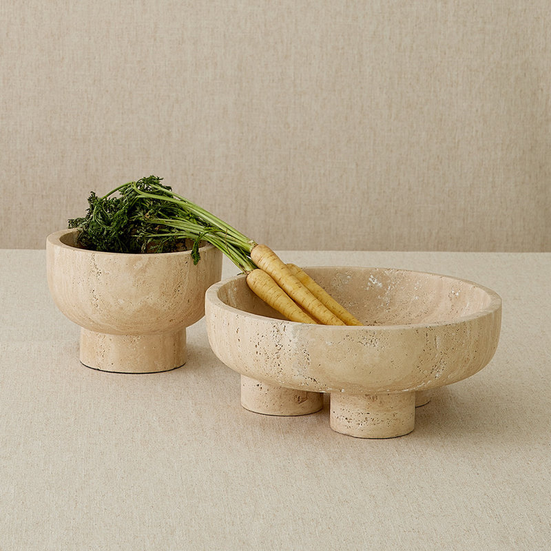 Priory Low Bowl-Travertine