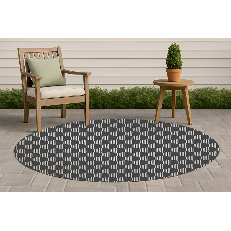 Hexaline Non-Slip Outdoor Rug, Round 5'
