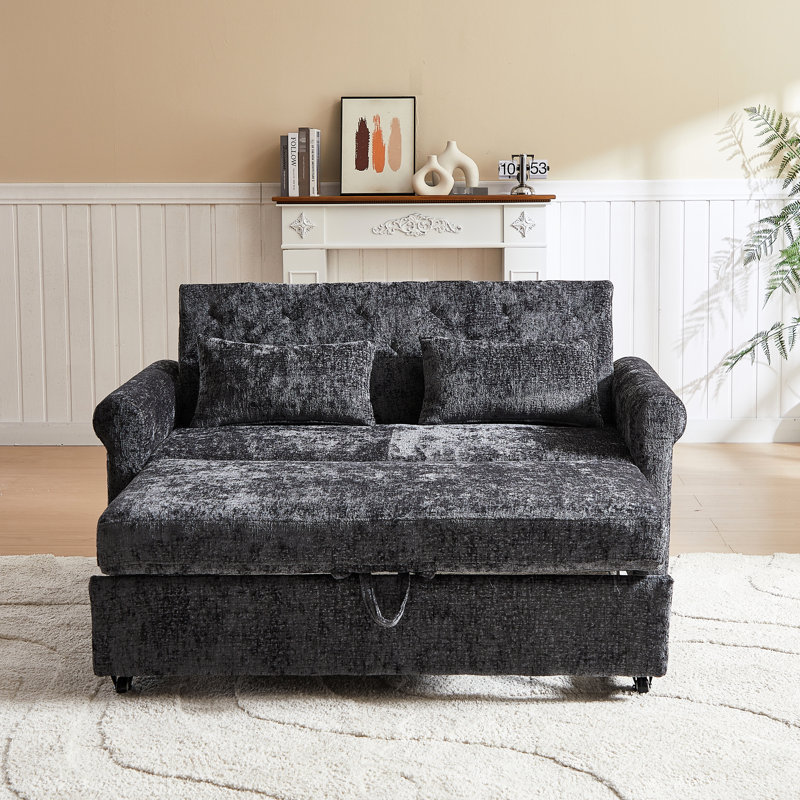 Lit en velours avec dossier réglable et coussin de siège moelleux, 2 espaces de chargement en lin