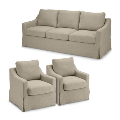 Canapé 80 W et 2 chaises d'appoint pivotantes avec housses