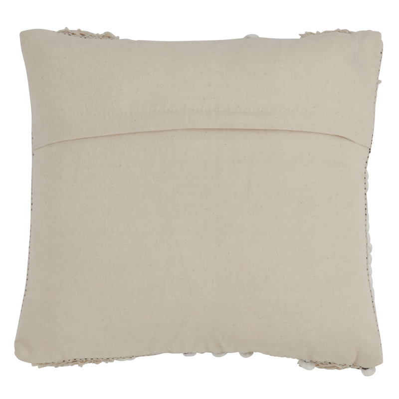 18'' Natural Cotton Moroccan Throw Pillow with Fringe and Braids