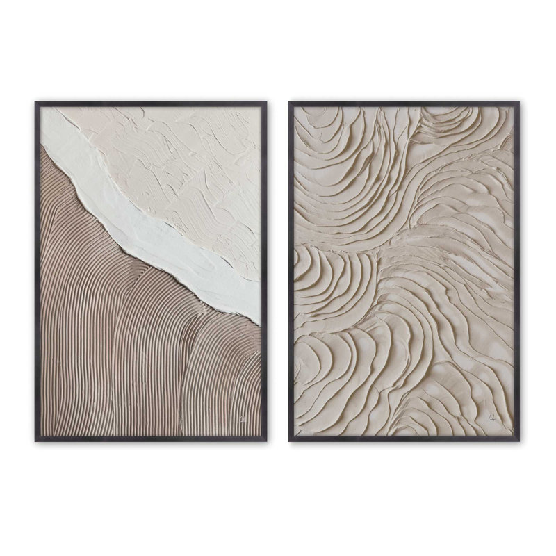 Wave Formations Duo II Set of 2 Prints in a Frame, 15.5" H x 23.5" W x 1.25" D, Weathered Zinc Framed