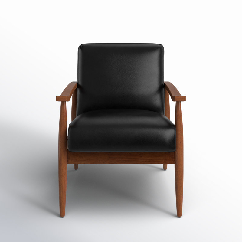 Bantry Vegan Leather Armchair, Black Faux Leather