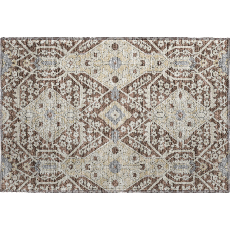 Premium Machine Washable Prisco Chocolate Rug, Rectangle 1'8" x 2'6"