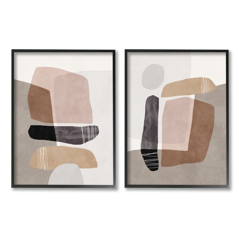 Abstrait, nature, rocher, équilibrage, collage transparent, Nina, bleu, H 11 po x l 14 po, Giclée encadrée noir minuit