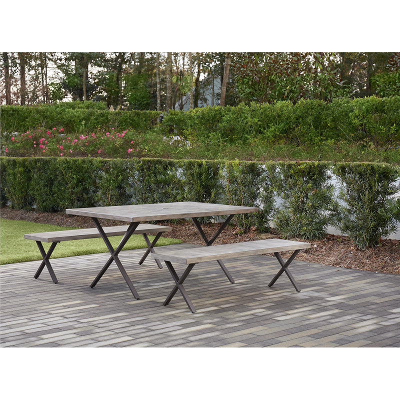 Fikes 4 - Person Metal Patio Dining Set with Rectangular Table