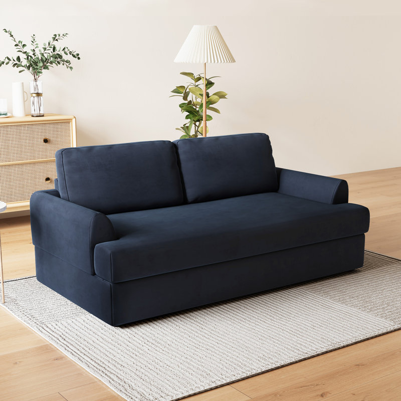 Ensemble de canapé modulaire et de causeuse en L rembourré en velours moderne pour salon, Blue