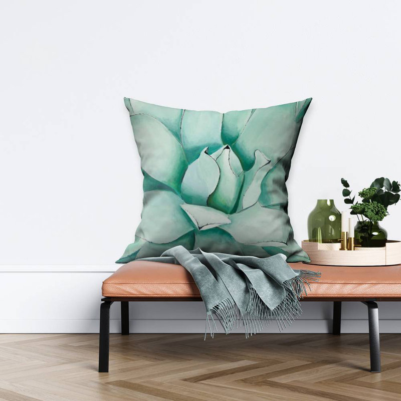 Succulent Closeup - Neo Mint Bathroom Poly Twill Throw Decor