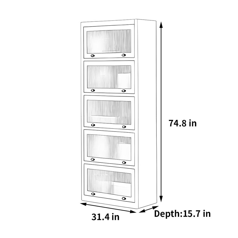 Fleischer, (5 Shelves) 74.8"H x 31.4"W x 15.7"D