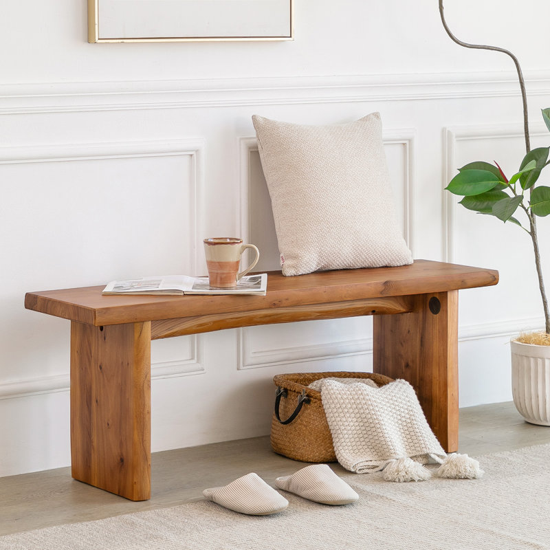 Banc en bois massif Beitnes, 17.7'' H X 47.2'' W X 12.6'' D, Bois foncé - bois d'orme
