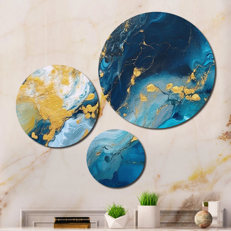 Ensemble de 3 décorations murales Agathe Ripple Golden Rivers I