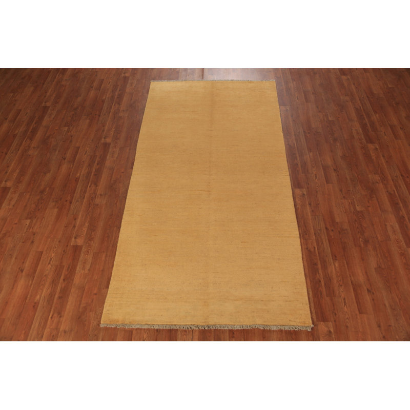 Tapis jaune Gabbeh jaune fait à la main 4 x 8