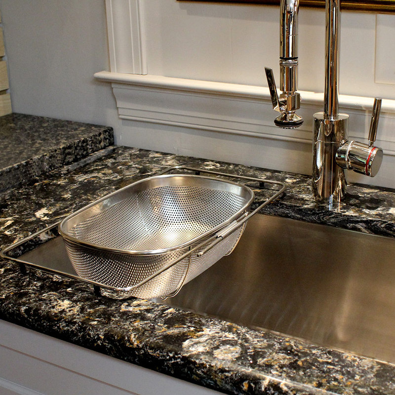 Silver Stainless Steel Over The Sink Extendable Colander Strainer