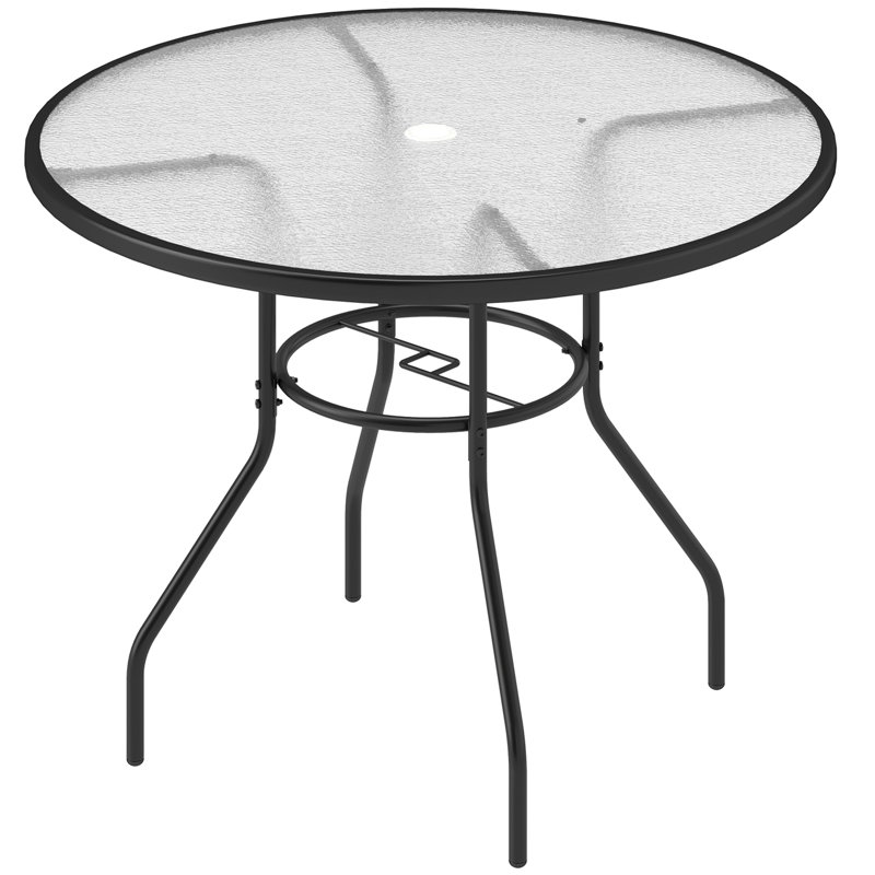 Round Metal Outdoor Dining Table With Umbrella Hole , 100cm cm W 100cm cm D