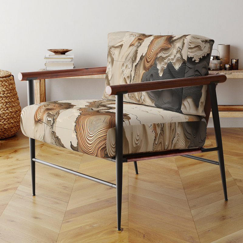 Fauteuil rembourré beige, beige et brun, Noir