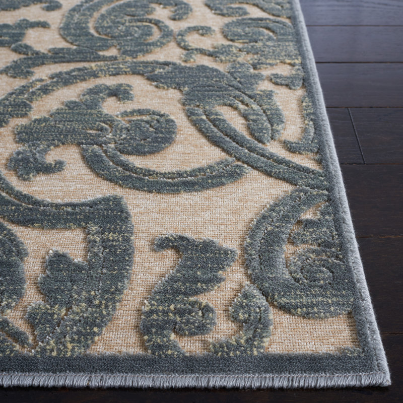 Grey and Multicolor Viscose Chenille Rectangular Area Rug