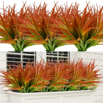 24Pcs Herbe artificielle en plastique artificiel pour plantes d'extérieur ...
