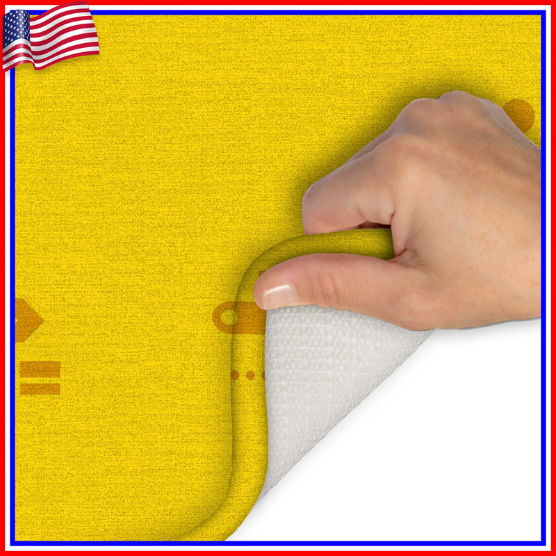 Tapis de bain jaune à fond industriel, 34in W x 21in L