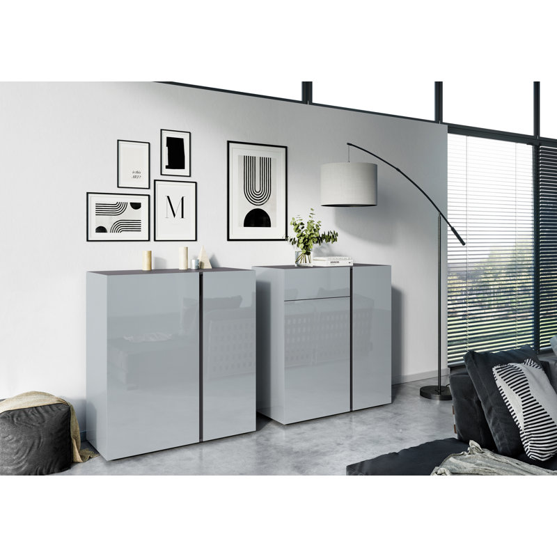 Burgett 94cm W Chest of Drawers, Graphite/Silver 