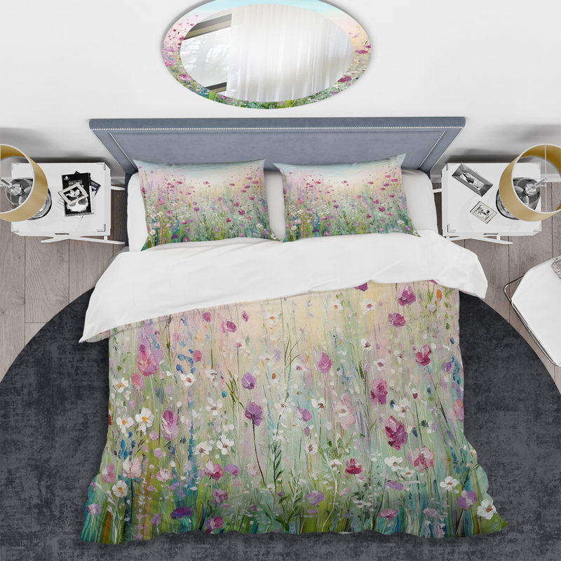 Ensemble de housse de couette Wild Flowers Meadows - Flower Field, King Duvet Cover + 2 King Shams