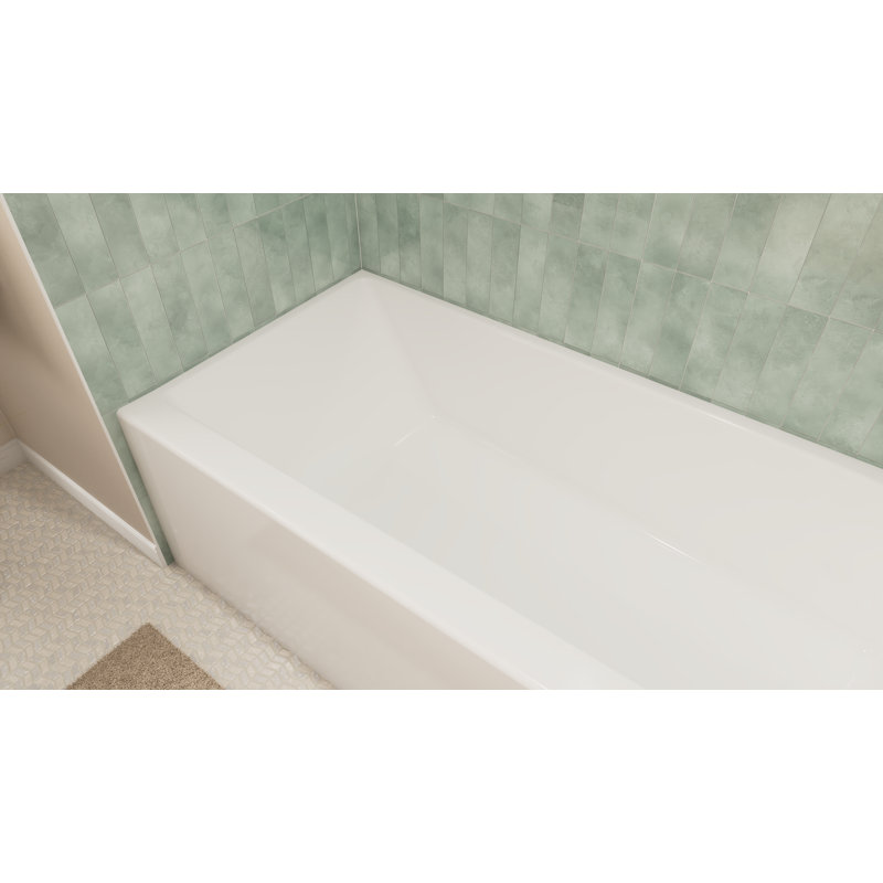 Prism 60 in. L x 36 in. W Acrylic Alcove Drain Bathtub, White, Right