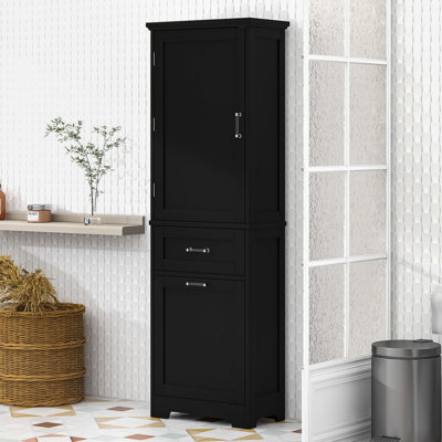 Grande armoire de salle de bain Hodapp avec 2 tiroirs à poignées en acrylique et tablettes réglables