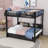 Metal Bunk Bed With LED Light Strip, Charge Station, 2 Drawers And Storage Shelves-1904057511-1904057510