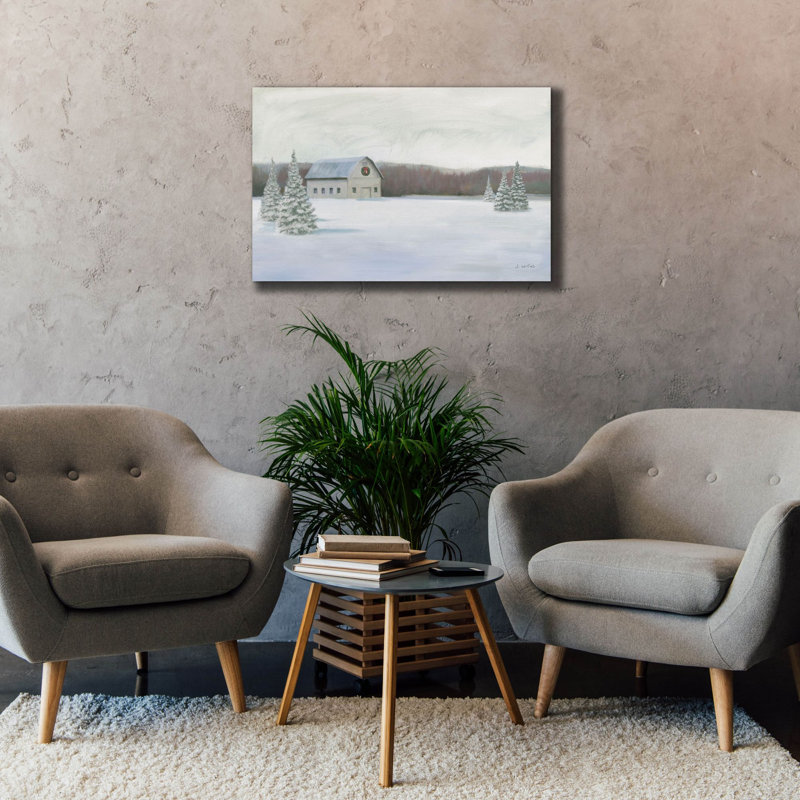 «Holiday Winter Barn» par James Wiens, art mural sur toile, H 26 po x l 40 po x P 1,5 po