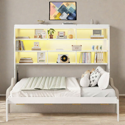 Ensemble de lit escamotable Hideaway avec canapé, tablettes de rangement intégrées et éclairage DEL