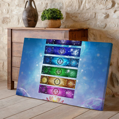 Canvas Create A Vibrant And Intricate Collage Featuring Symbols Of The Wall Art Seven Chakras Each Represented In Their Respective Canvas Wall Art