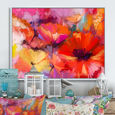 " Abstract Red Gerbera Flowers " Painting Print