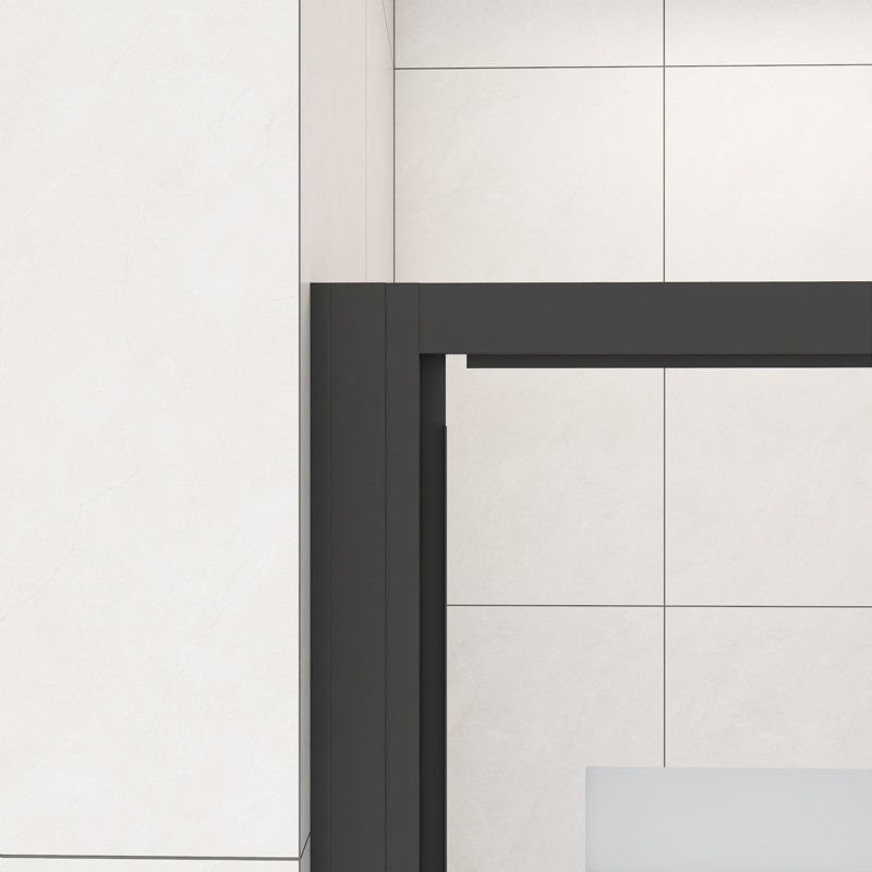 56''-60'' W X 70'' H Sliding Semi Framed Shower Door In Matte Black Finish